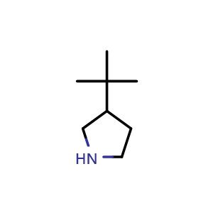 Chemical structure of 3-(tert-butyl)pyrrolidine , CAS 381665-66-3, AChemBlock Q62090