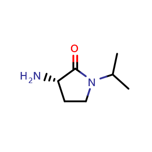 Chemical structure of (S)-3-amino-1-isopropylpyrrolidin-2-one , CAS 1355040-67-3, AChemBlock Q62093
