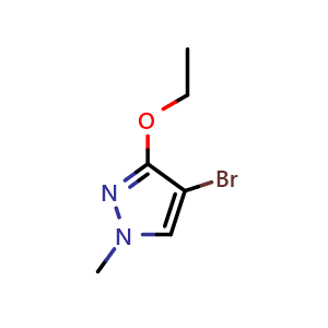 Chemical structure of 4-bromo-3-ethoxy-1-methyl-1H-pyrazole , CAS 1619897-03-8, AChemBlock Q62122