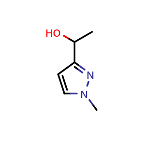 Chemical structure of 1-(1-Methyl-1H-pyrazol-3-yl)ethan-1-ol , CAS 60031-47-2, AChemBlock Q62131