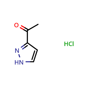 Chemical structure of 1-(1H-pyrazol-3-yl)ethan-1-one hydrochloride , CAS 175277-40-4, AChemBlock Q62132