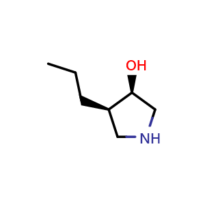 Chemical structure of (3R,4R)-4-propylpyrrolidin-3-ol , CAS 2092063-09-5, AChemBlock Q62155