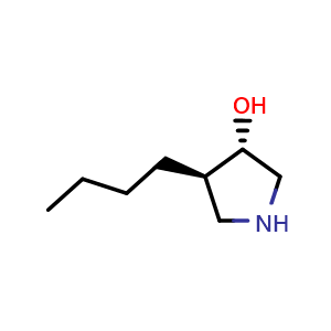 Chemical structure of (3S,4R)-4-butylpyrrolidin-3-ol , CAS 1242166-62-6, AChemBlock Q62157