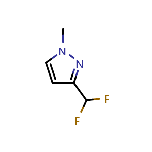Chemical structure of 3-(difluoromethyl)-1-methyl-1H-pyrazole , CAS 1089212-37-2, AChemBlock Q62162