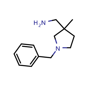 Chemical structure of (1-benzyl-3-methylpyrrolidin-3-yl)methanamine , CAS 114373-06-7, AChemBlock Q62164