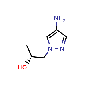 Chemical structure of (R)-1-(4-amino-1H-pyrazol-1-yl)propan-2-ol , CAS 1202616-66-7, AChemBlock Q62171