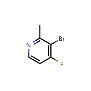 Chemical structure of 3-bromo-4-fluoro-2-methylpyridine , CAS 1211528-46-9, AChemBlock Q62209
