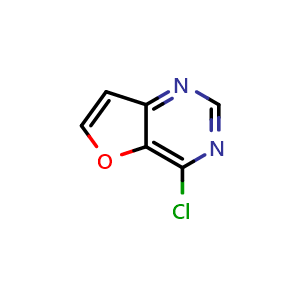 Chemical structure of 4-chlorofuro[3,2-d]pyrimidine , CAS 655255-09-7, AChemBlock Q62215