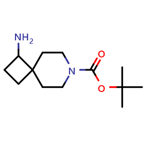 Chemical structure of tert-butyl 1-amino-7-azaspiro[3.5]nonane-7-carboxylate , CAS 1100748-84-2, AChemBlock Q62230