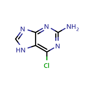 Chemical structure of 6-chloro-7H-purin-2-amine , CAS 10310-21-1, AChemBlock Q62233