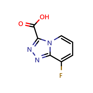 Chemical structure of 8-fluoro-[1,2,4]triazolo[4,3-a]pyridine-3-carboxylic acid , CAS 1159831-26-1, AChemBlock Q62253