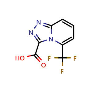 Chemical structure of 5-(trifluoromethyl)-[1,2,4]triazolo[4,3-a]pyridine-3-carboxylic acid , CAS 1780631-95-9, AChemBlock Q62255