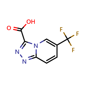 Chemical structure of 6-(trifluoromethyl)-[1,2,4]triazolo[4,3-a]pyridine-3-carboxylic acid , CAS 1538113-30-2, AChemBlock Q62256