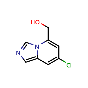 Chemical structure of (7-chloroimidazo[1,5-a]pyridin-5-yl)methanol , CAS 2021235-94-7, AChemBlock Q62266