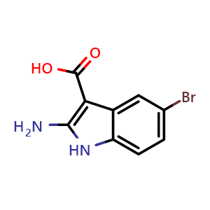 Chemical structure of 2-amino-5-bromo-1H-indole-3-carboxylic acid , CAS 1784331-41-4, AChemBlock Q62269