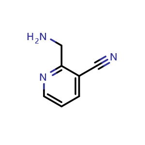 Chemical structure of 2-(aminomethyl)nicotinonitrile , CAS 1060802-55-2, AChemBlock Q62277