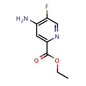 Chemical structure of ethyl 4-amino-5-fluoropicolinate , CAS 1804145-60-5, AChemBlock Q62282