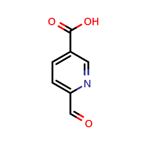 Chemical structure of 6-formylnicotinic acid , CAS 6542-47-8, AChemBlock Q62284