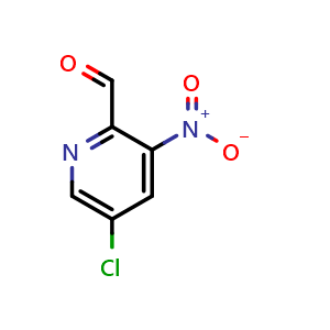 Chemical structure of 5-chloro-3-nitropicolinaldehyde , CAS 1086838-13-2, AChemBlock Q62285