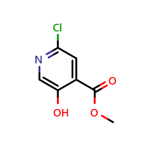 Chemical structure of methyl 2-chloro-5-hydroxyisonicotinate , CAS 1256807-90-5, AChemBlock Q62292