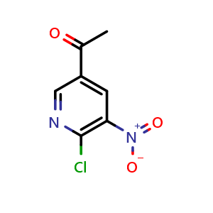 Chemical structure of 1-(6-chloro-5-nitropyridin-3-yl)ethan-1-one , CAS 127356-40-5, AChemBlock Q62301