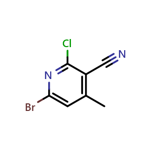 Chemical structure of 6-Bromo-2-chloro-4-methylnicotinonitrile , CAS 1935223-72-5, AChemBlock Q62303