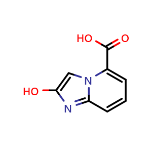 Chemical structure of 2-hydroxyimidazo[1,2-a]pyridine-5-carboxylic acid , CAS 1504978-02-2, AChemBlock Q62314