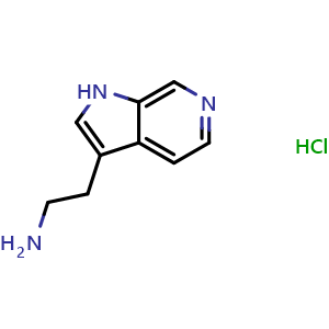 Chemical structure of 2-(1H-pyrrolo[2,3-c]pyridin-3-yl)ethan-1-amine hydrochloride , CAS 1955514-82-5, AChemBlock Q62322