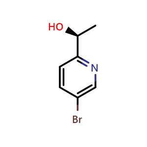 Chemical structure of (S)-1-(5-bromopyridin-2-yl)ethan-1-ol , CAS 870694-37-4, AChemBlock Q62334