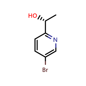 Chemical structure of (R)-1-(5-bromopyridin-2-yl)ethan-1-ol , CAS 870694-36-3, AChemBlock Q62335