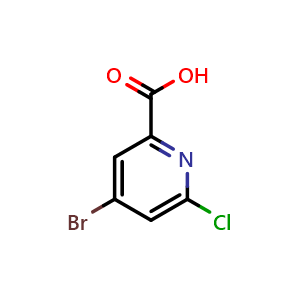 Chemical structure of 4-bromo-6-chloropicolinic acid , CAS 1060805-66-4, AChemBlock Q62337