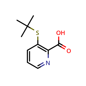 Chemical structure of 3-(tert-butylthio)picolinic acid , CAS 178811-41-1, AChemBlock Q62355