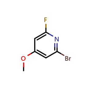 Chemical structure of 2-bromo-6-fluoro-4-methoxypyridine , CAS 1256811-11-6, AChemBlock Q62369