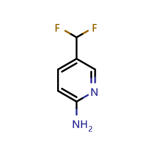 Chemical structure of 5-(difluoromethyl)pyridin-2-amine , CAS 1211523-68-0, AChemBlock Q62377