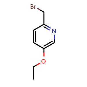Chemical structure of 2-(bromomethyl)-5-ethoxypyridine , CAS 1517125-00-6, AChemBlock Q62401