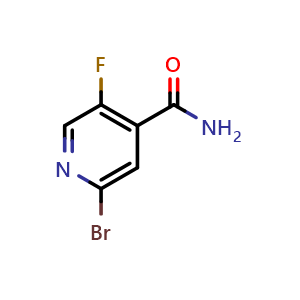 Chemical structure of 2-bromo-5-fluoroisonicotinamide , CAS 1799792-28-1, AChemBlock Q62405