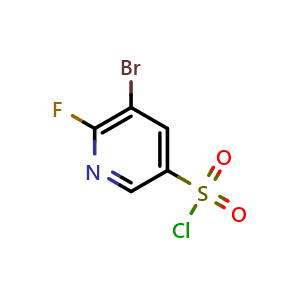 Chemical structure of 5-bromo-6-fluoropyridine-3-sulfonyl chloride , CAS 1261801-69-7, AChemBlock Q62485