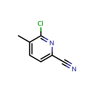 Chemical structure of 6-chloro-5-methylpicolinonitrile , CAS 875293-89-3, AChemBlock Q62497
