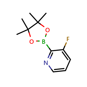 Chemical structure of 3-fluoro-2-(4,4,5,5-tetramethyl-1,3,2-dioxaborolan-2-yl)pyridine , CAS 1309982-68-0, AChemBlock Q62501