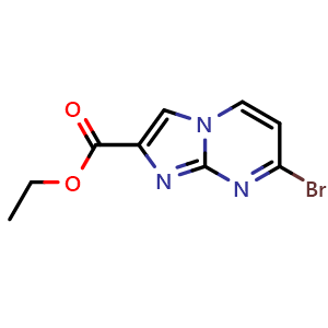 Chemical structure of ethyl 7-bromoimidazo[1,2-a]pyrimidine-2-carboxylate , CAS 2089865-75-6, AChemBlock Q62506