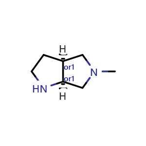 Chemical structure of cis-5-methyl-2,3,3a,4,6,6a-hexahydro-1H-pyrrolo[2,3-c]pyrrole , CAS 876130-70-0, AChemBlock Q62516