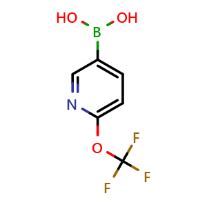 Chemical structure of (6-(trifluoromethoxy)pyridin-3-yl)boronic acid , CAS 1008140-70-2, AChemBlock Q62549