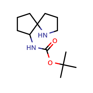 Chemical structure of tert-butyl (1-azaspiro[4.4]nonan-6-yl)carbamate , CAS 2306273-22-1, AChemBlock Q62571