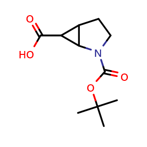Chemical structure of 2-(tert-Butoxycarbonyl)-2-azabicyclo[3.1.0]hexane-6-carboxylic acid , CAS 1610704-23-8, AChemBlock Q62595