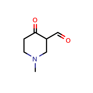 Chemical structure of 1-methyl-4-oxopiperidine-3-carbaldehyde , CAS 1194575-07-9, AChemBlock Q62604