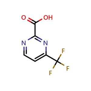 Chemical structure of 4-(trifluoromethyl)pyrimidine-2-carboxylic acid , CAS 1000931-46-3, AChemBlock Q62607