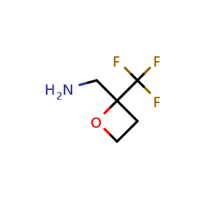 Chemical structure of (2-(trifluoromethyl)oxetan-2-yl)methanamine , CAS 1582719-63-8, AChemBlock Q62645