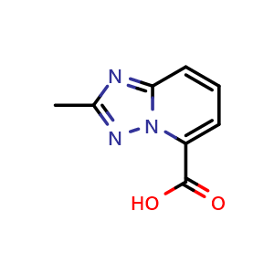 Chemical structure of 2-methyl-[1,2,4]triazolo[1,5-a]pyridine-5-carboxylic acid , CAS 1079991-74-4, AChemBlock Q62683