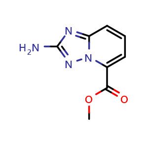 Chemical structure of methyl 2-amino-[1,2,4]triazolo[1,5-a]pyridine-5-carboxylate , CAS 1214902-53-0, AChemBlock Q62685