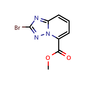 Chemical structure of methyl 2-bromo-[1,2,4]triazolo[1,5-a]pyridine-5-carboxylate , CAS 1214902-64-3, AChemBlock Q62686